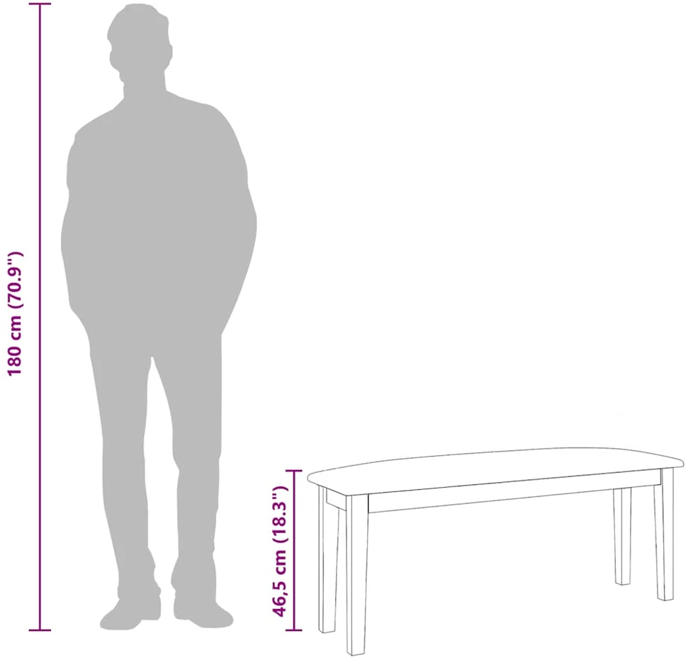 Suoliukas 110 cm Ruda medžio masyvo guma