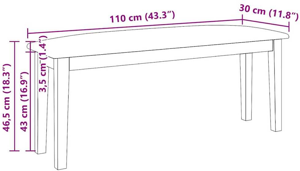 Suoliukas 110 cm Ruda medžio masyvo guma
