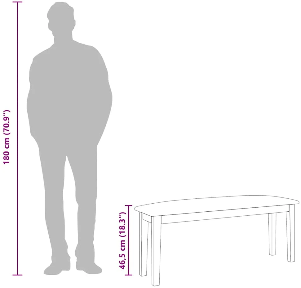 Suoliukas 110 cm Ruda medžio masyvo guma