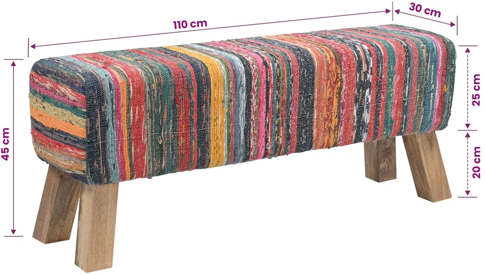 suoliukas 110 x 30 x 45 cm Tikra oda Įvairiaspalvis