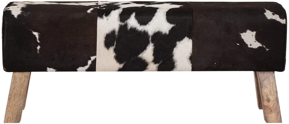 suoliukas 110 x 30 x 45 cm Tikra oda Juoda ir Balta