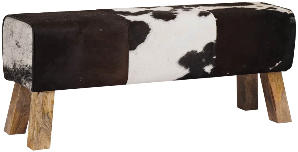 suoliukas 110 x 30 x 45 cm Tikra oda Juoda ir Balta