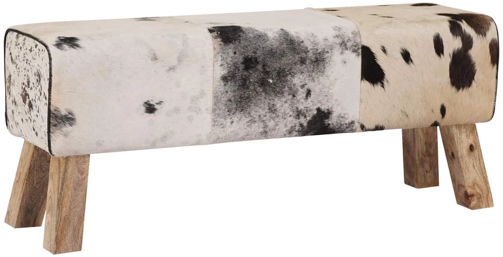 suoliukas 110 x 30 x 45 cm Tikra oda Juoda ir Balta