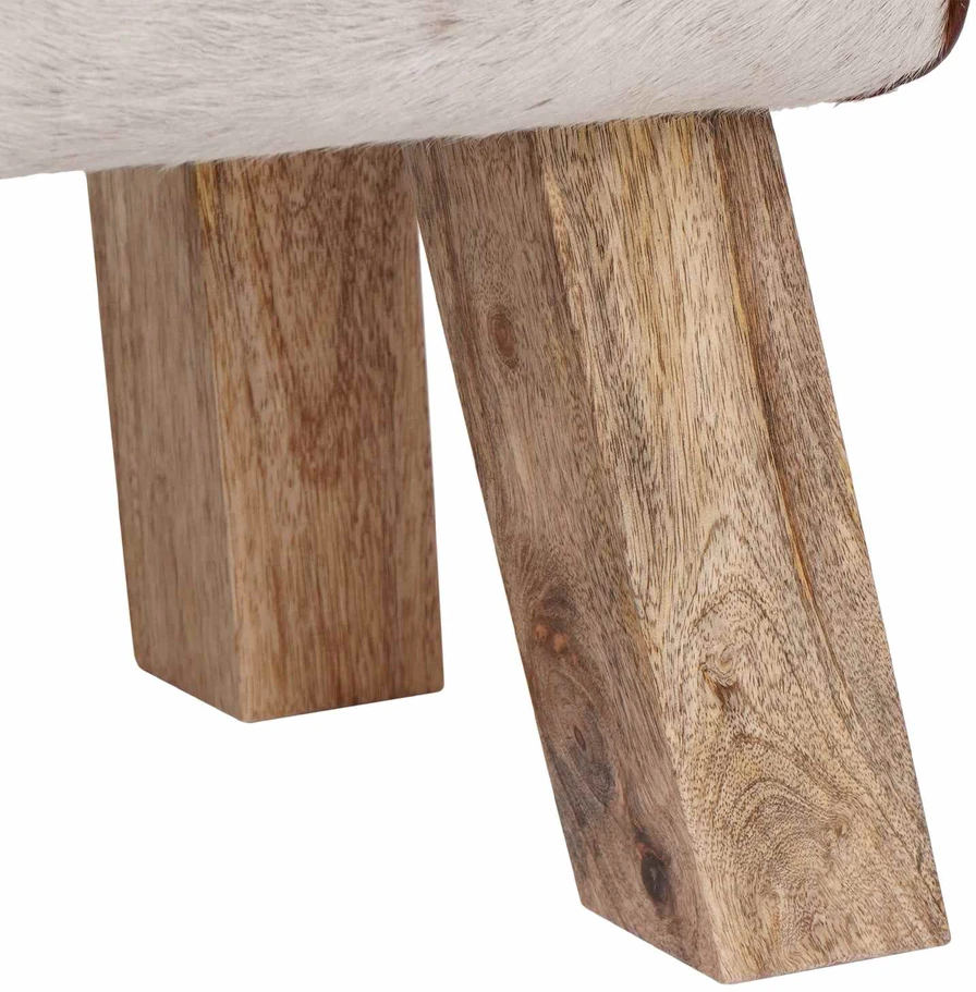 suoliukas 110 x 30 x 45 cm Tikra oda Ruda ir balta
