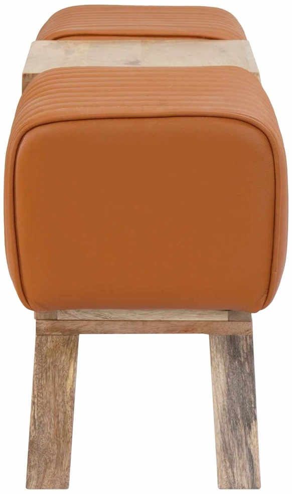 suoliukas 110 x 30 x 45 cm Tikra oda Ruda