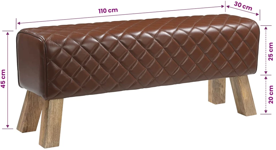 suoliukas 110 x 30 x 45 cm Tikra oda Ruda deimantinė