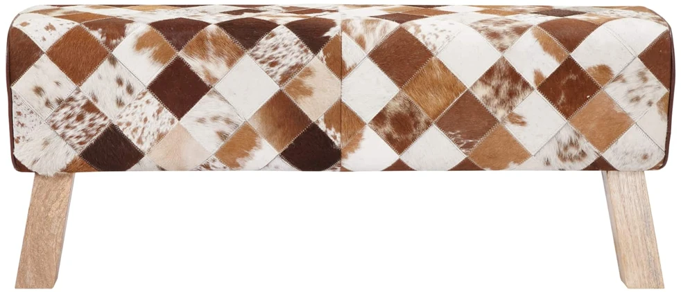 suoliukas 110 x 30 x 45 cm Tikra oda Rudas skiautinys