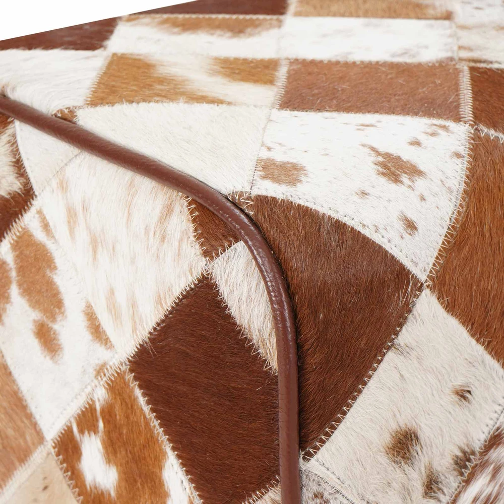suoliukas 110 x 30 x 45 cm Tikra oda Rudas skiautinys