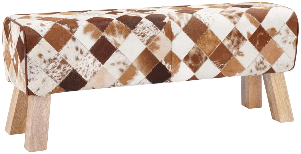 suoliukas 110 x 30 x 45 cm Tikra oda Rudas skiautinys