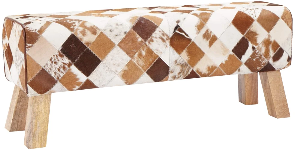 suoliukas 110 x 30 x 45 cm Tikra oda Rudas skiautinys