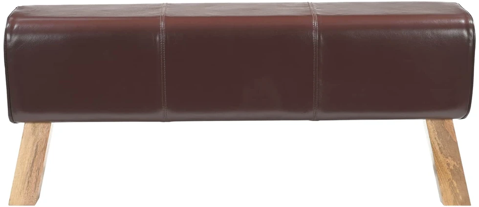 suoliukas 110 x 30 x 45 cm Tikra oda Tamsiai rudas