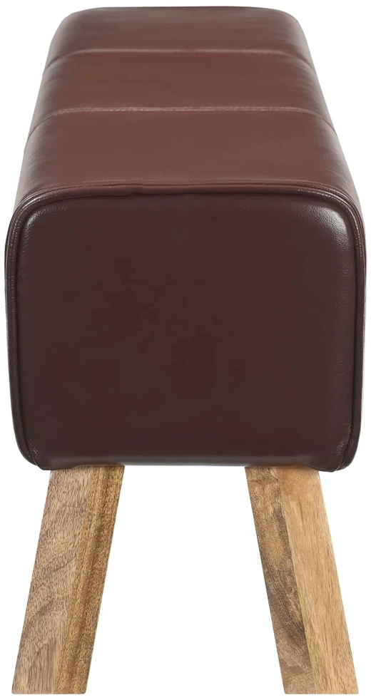 suoliukas 110 x 30 x 45 cm Tikra oda Tamsiai rudas