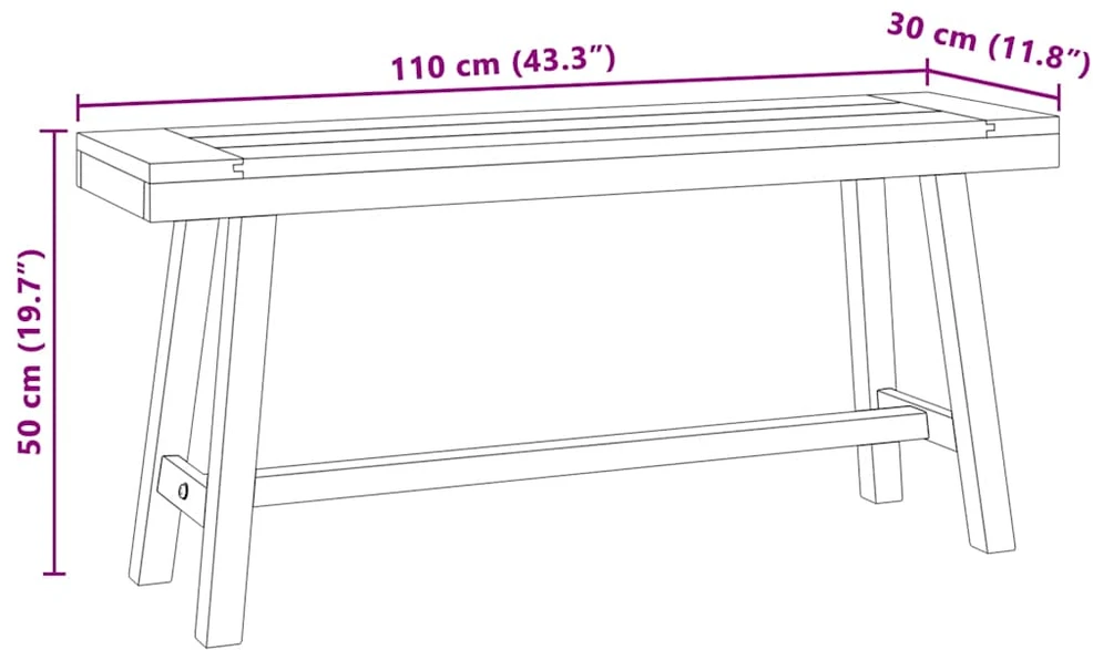 Suoliukas, 110cm, tikmedžio medienos masyvas