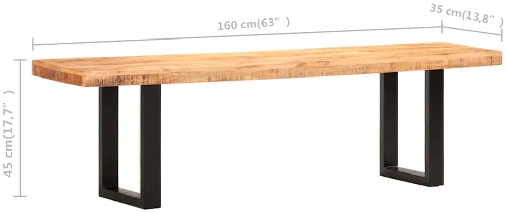 Suoliukas, 160cm, neapdorotos mango medienos masyvas ir plienas