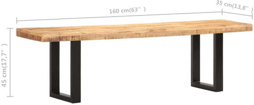 Suoliukas, 160cm, neapdorotos mango medienos masyvas ir plienas