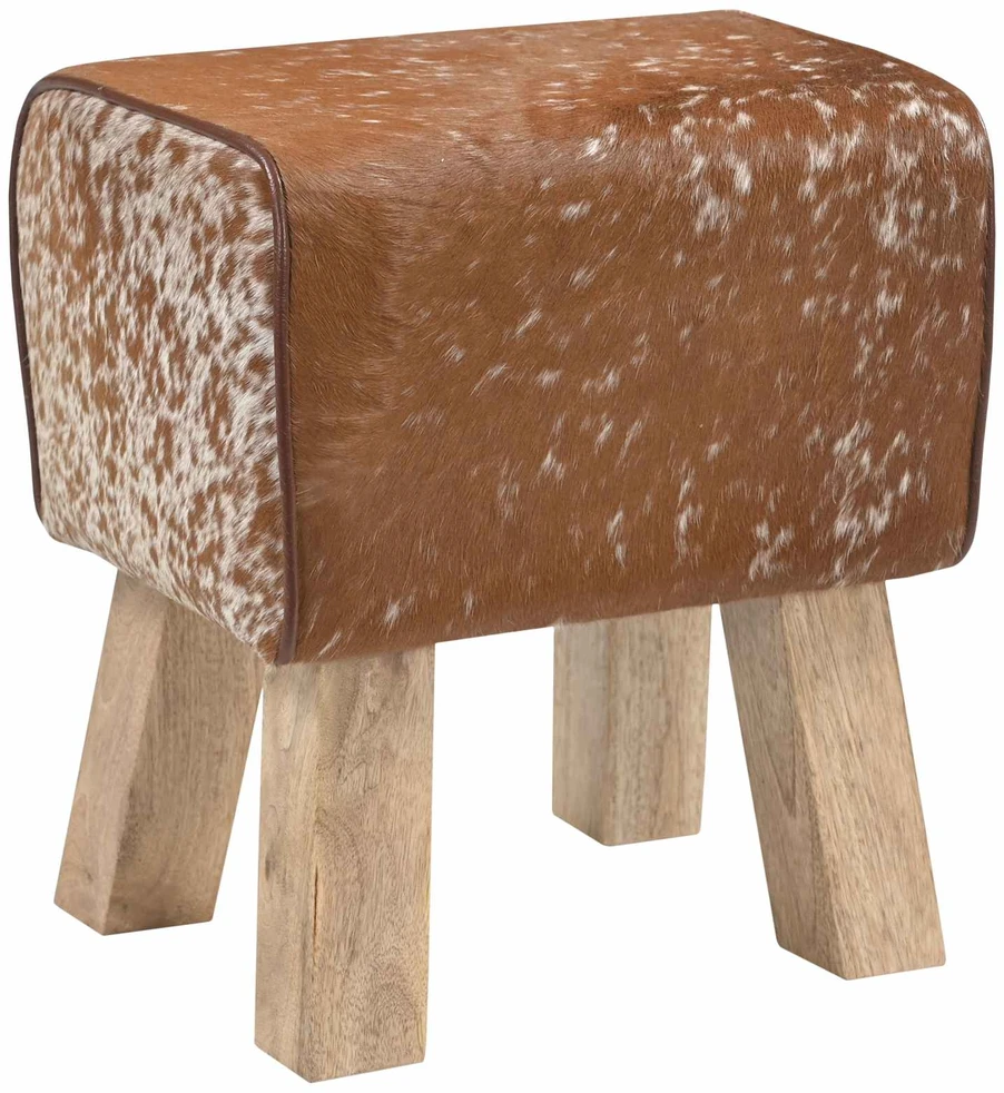 suoliukas 40 x 30 x 45 cm Tikra oda Ruda ir balta