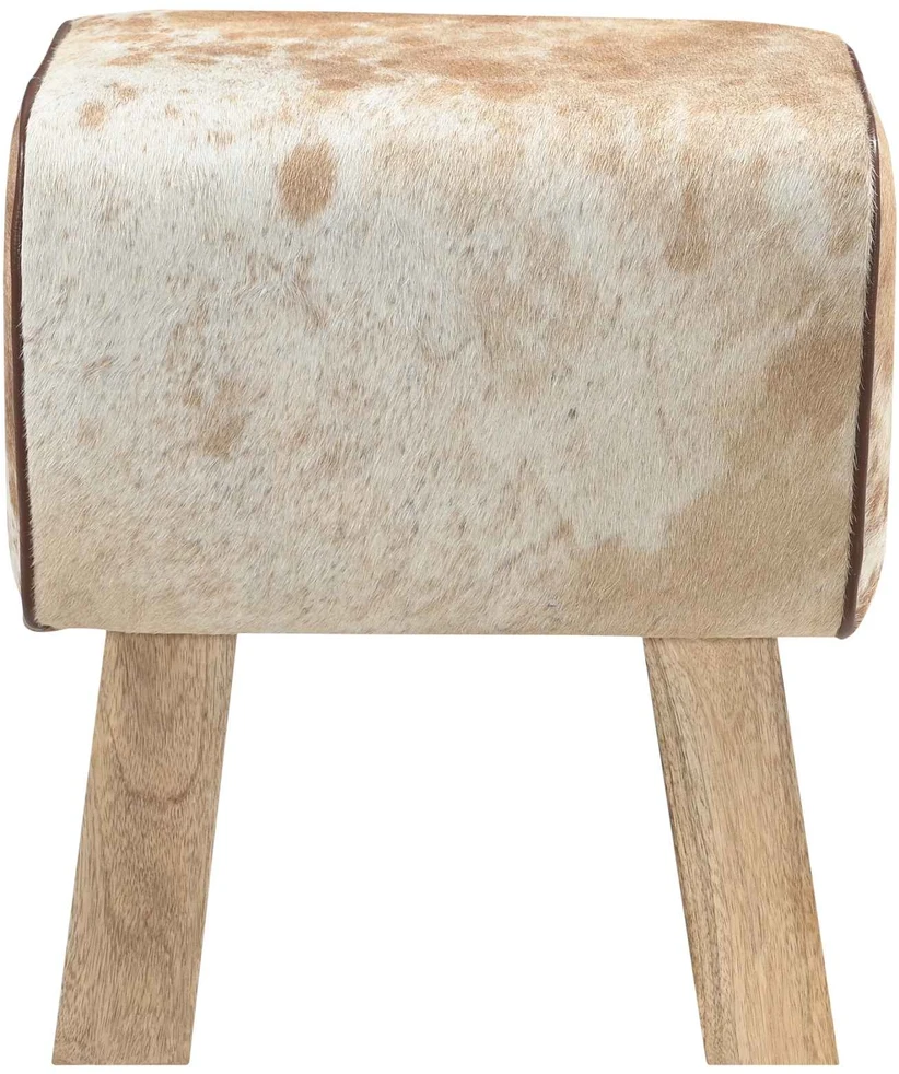 suoliukas 40 x 30 x 45 cm Tikra oda Ruda ir balta