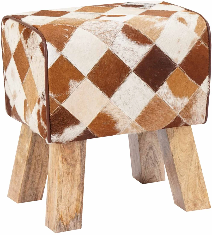suoliukas 40 x 30 x 45 cm Tikra oda Rudas skiautinys
