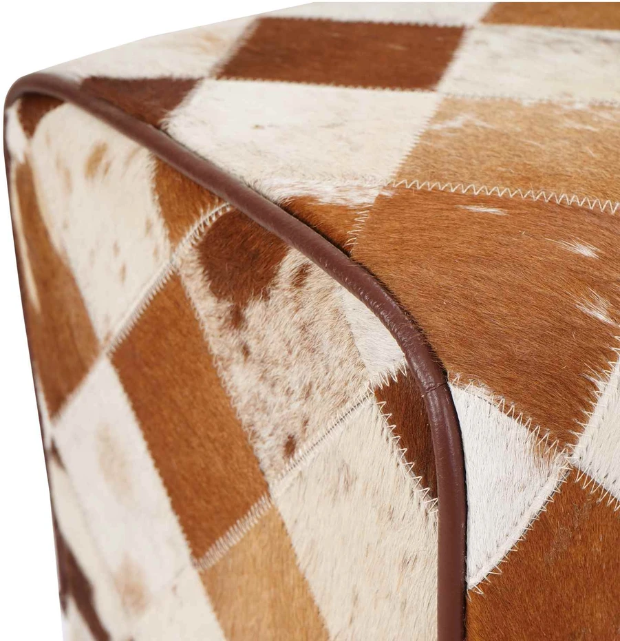 suoliukas 40 x 30 x 45 cm Tikra oda Rudas skiautinys