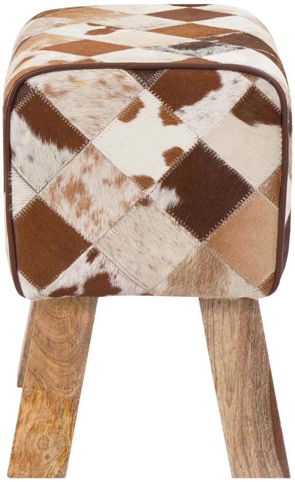 suoliukas 40 x 30 x 45 cm Tikra oda Rudas skiautinys