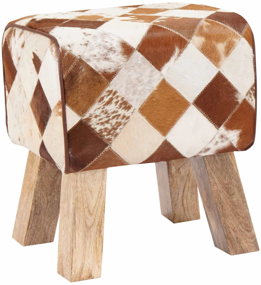 suoliukas 40 x 30 x 45 cm Tikra oda Rudas skiautinys