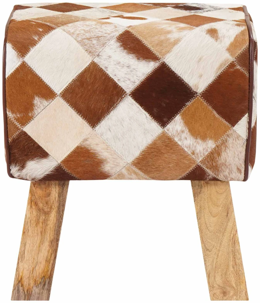 suoliukas 40 x 30 x 45 cm Tikra oda Rudas skiautinys