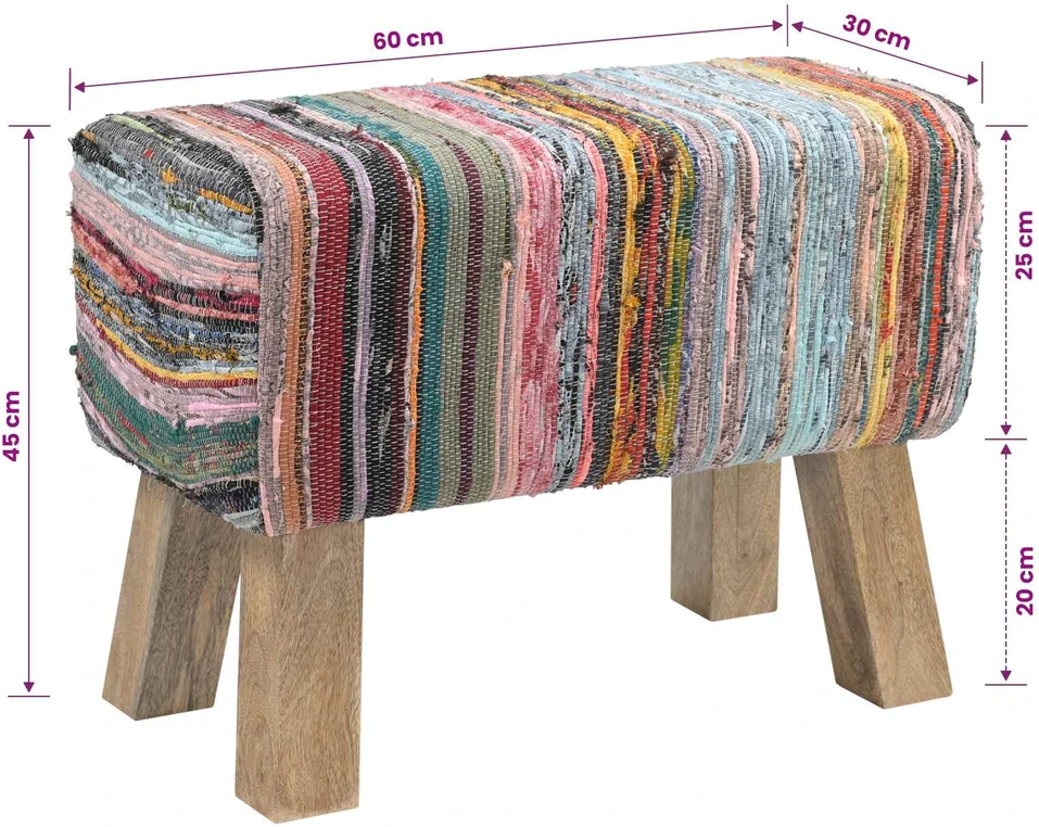 suoliukas 60 x 30 x 45 cm Tikra oda Įvairiaspalvis