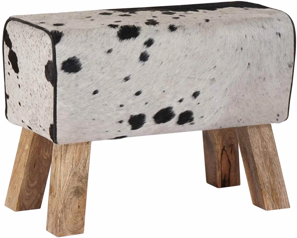 suoliukas 60 x 30 x 45 cm Tikra oda Juoda ir Balta