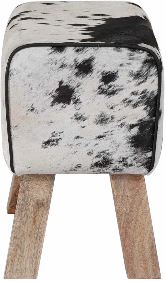suoliukas 60 x 30 x 45 cm Tikra oda Juoda ir Balta