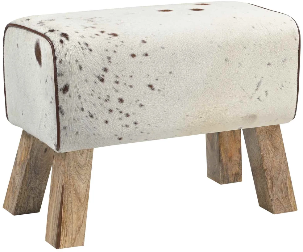 suoliukas 60 x 30 x 45 cm Tikra oda Ruda ir balta