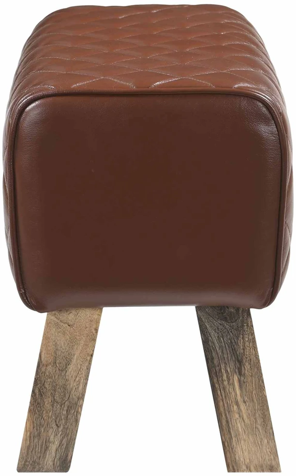 suoliukas 60 x 30 x 45 cm Tikra oda Ruda deimantinė