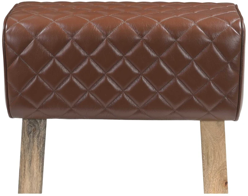 suoliukas 60 x 30 x 45 cm Tikra oda Ruda deimantinė