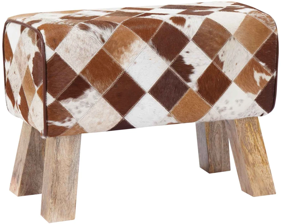 suoliukas 60 x 30 x 45 cm Tikra oda Rudas skiautinys