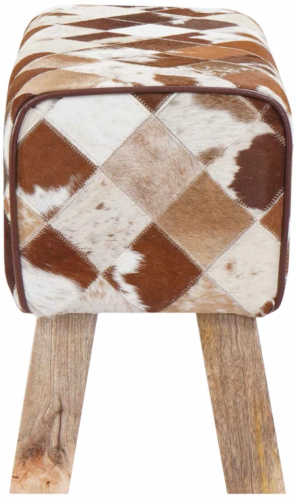 suoliukas 60 x 30 x 45 cm Tikra oda Rudas skiautinys