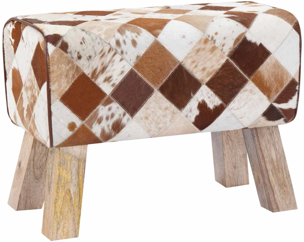 suoliukas 60 x 30 x 45 cm Tikra oda Rudas skiautinys