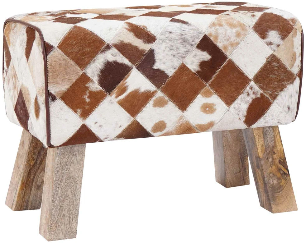 suoliukas 60 x 30 x 45 cm Tikra oda Rudas skiautinys