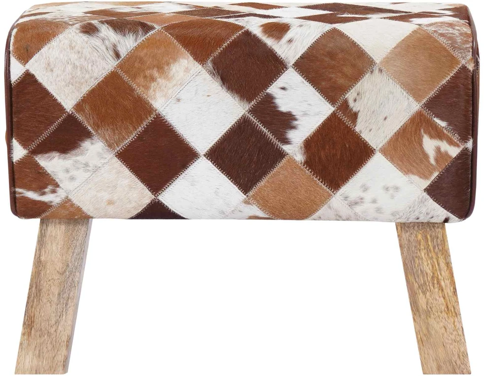 suoliukas 60 x 30 x 45 cm Tikra oda Rudas skiautinys