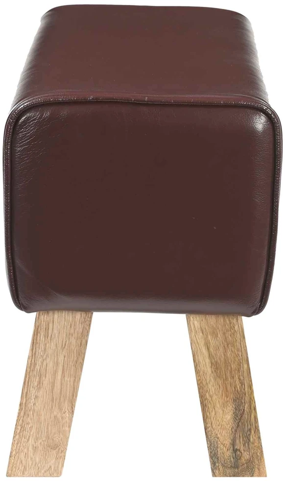 suoliukas 60 x 30 x 45 cm Tikra oda Tamsiai rudas