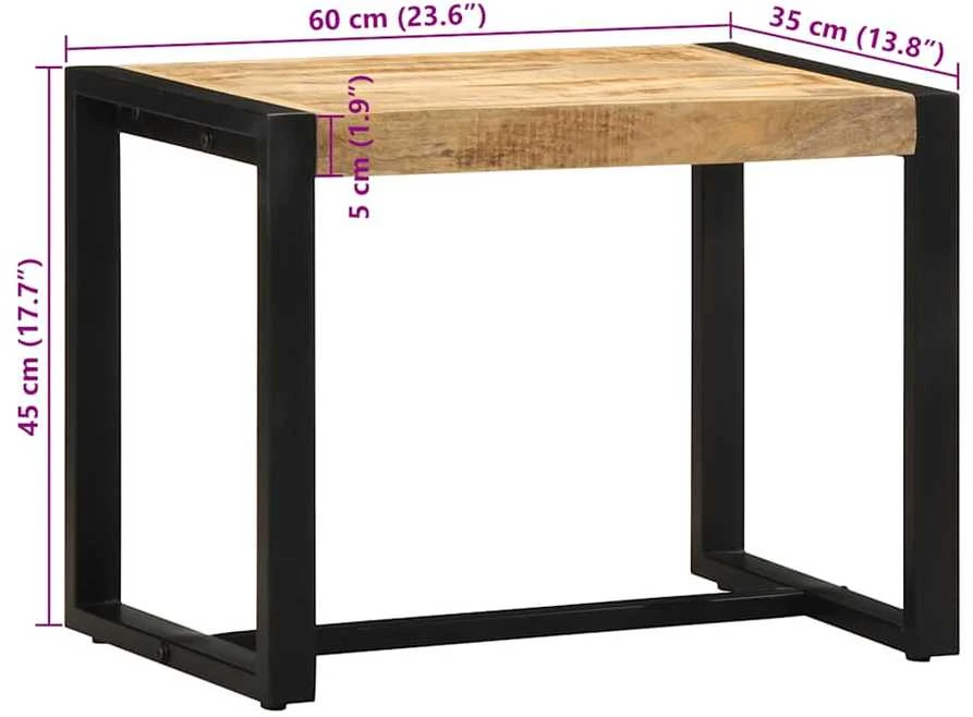 Suoliukas 60x35x45 cm Masyvus Rough Wood Mango