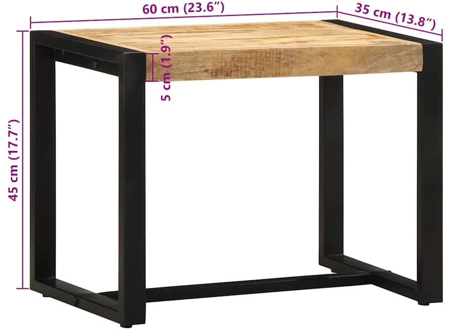 Suoliukas 60x35x45 cm Masyvus Rough Wood Mango