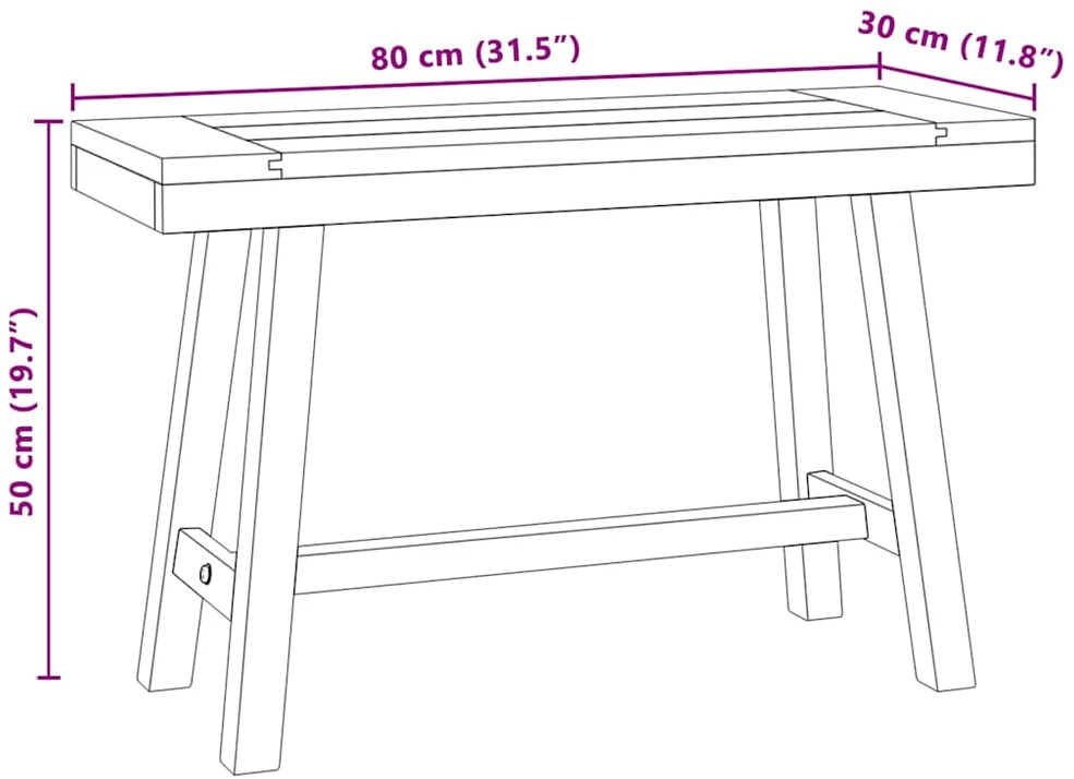 Suoliukas, 80cm, tikmedžio medienos masyvas