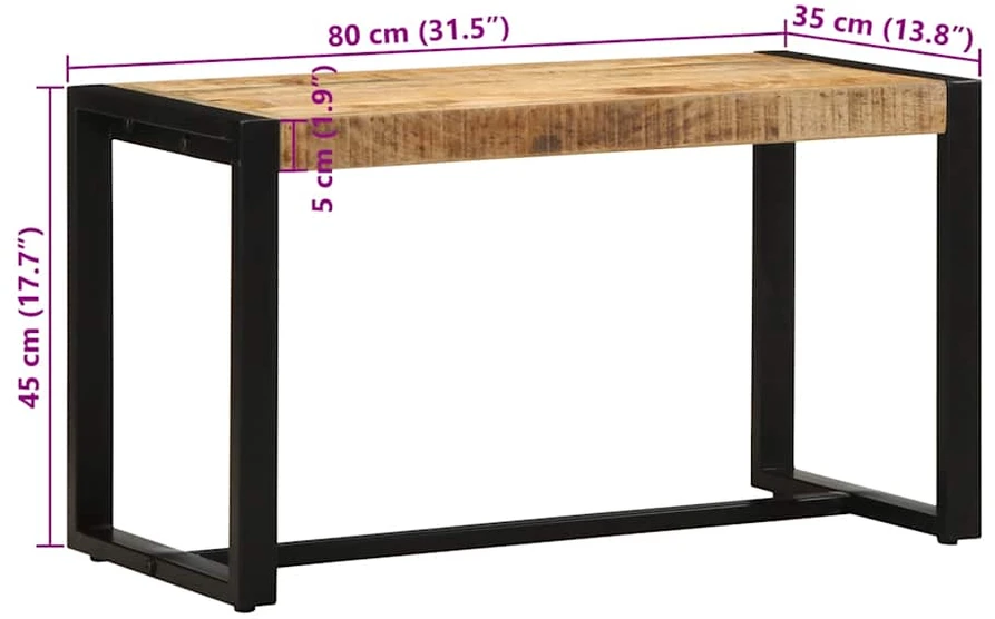 Suoliukas 80x35x45 cm Masyvus Rough Wood Mango