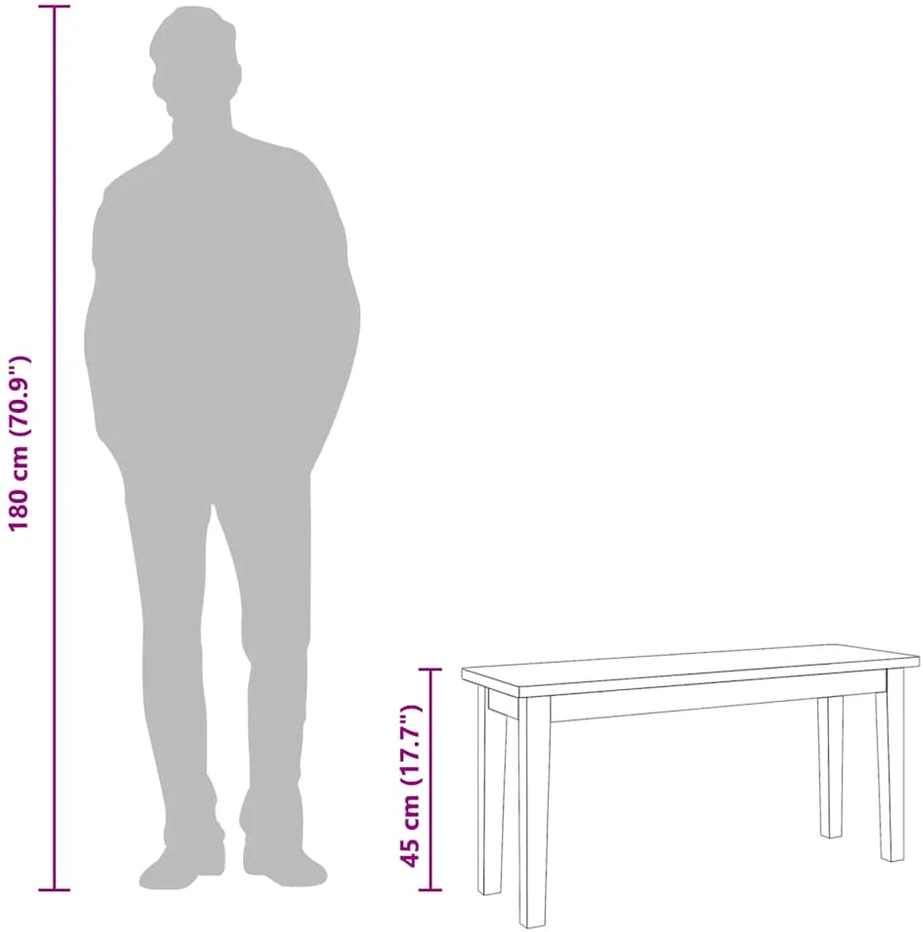 Suoliukas 90 cm Balta medžio masyvo guma