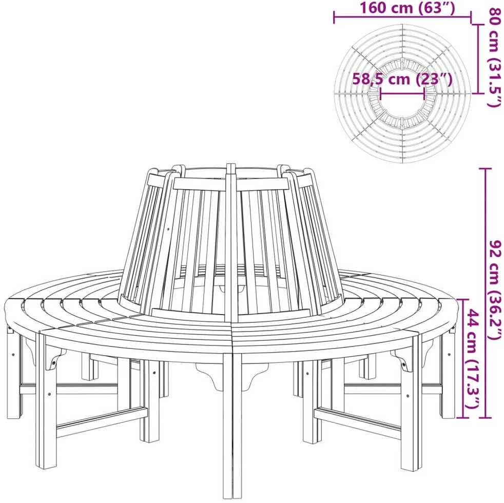 Suoliukas aplink medį, Ø 160 cm, mediena
