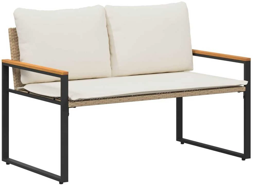 suoliukas Bežė ir kreminė balta 115 x 65 x 72 cm Ratanas