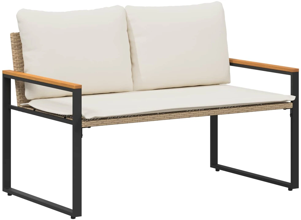 suoliukas Bežė ir kreminė balta 115 x 65 x 72 cm Ratanas
