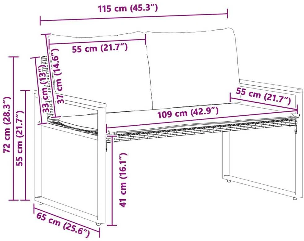 suoliukas Bežė ir kreminė balta 115 x 65 x 72 cm Ratanas