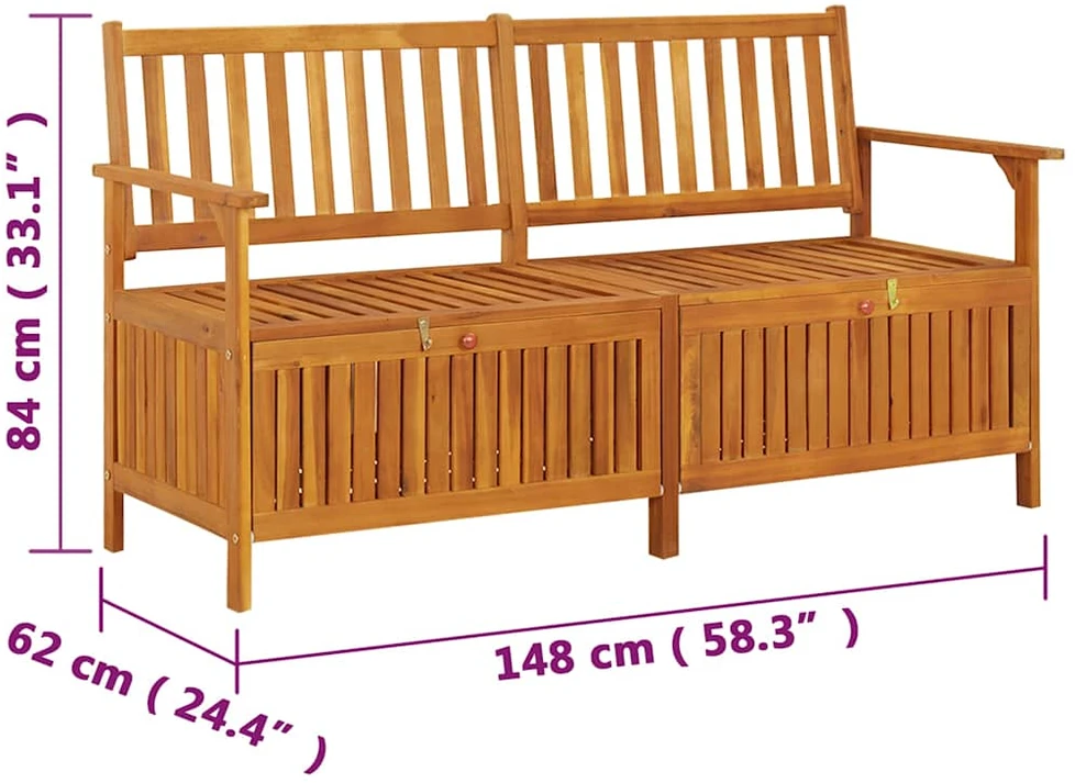 Suoliukas-daiktadėžė, 148cm, akacijos medienos masyvas