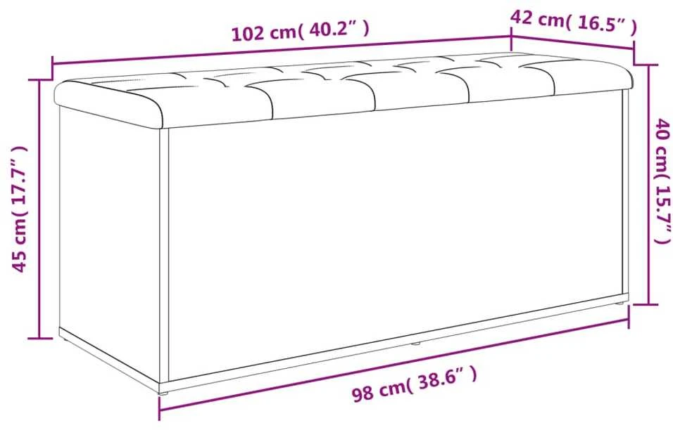 Suoliukas-daiktadėžė, baltas, 102x42x45cm, apdirbta mediena