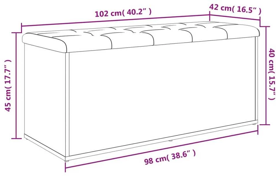 Suoliukas-daiktadėžė, dūminis, 102x42x45cm, apdirbta mediena